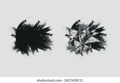 black and white grunge paint splashes on a white background, vector illustration of a silhouette grunge brush stroke, Abstract Black Brush Strokes and Textural Forms,