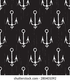 Black and white grunge pattern with anchors