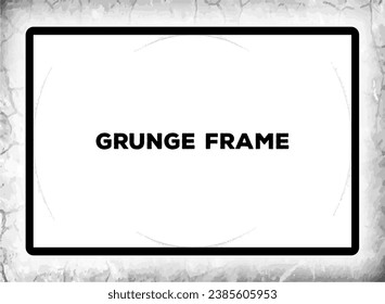 Black and white Grunge photo frame, Grunge border background. Abstract vintage grunge round stock brush album element, square vector template old photo frame effect and film grain texture