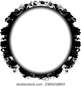 Black and white Grunge photo frame, Grunge border background. Abstract vintage grunge round stock brush album element, square vector template old photo Frame effect and film grain texture