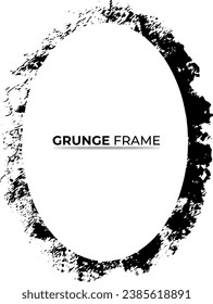 Black and white Grunge photo frame, Grunge border background. Abstract vintage grunge round stock brush album element, square vector template old photo Frame effect and film grain texture