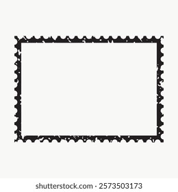 Black and white Grunge postage stamp vector design. Vintage postage stamp border design. Black vintage stamp border vector collage element