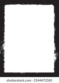 A black and white grunge  rectangle frame vector design, A vintage grunge square frame design with black and white paint, A grunge frame design for your photo, 