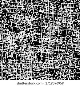 Black and white grunge seamless. Abstract repeating background. Monochrome pattern for fabric, wrapping paper