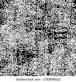Diseño de círculo sin fisuras en blanco y negro. Resumen repitiendo fondo. Patrón monocromo para tela, papel envolvente