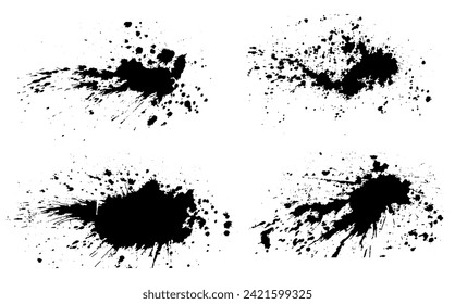 black and white grunge splatter background, a set of black ink circles brush stroke bundle on a white background,black and white icons set,