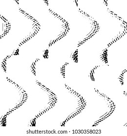 Black and white grunge stripe line vector background. Abstract halftone illustration background. Grunge grid background pattern

