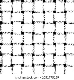 Black and white grunge stripe line vector background. Abstract halftone illustration background. Grunge grid background pattern
