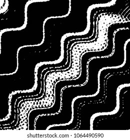 Black and white grunge stripe line vector background. Abstract halftone illustration background. Grunge grid background pattern
