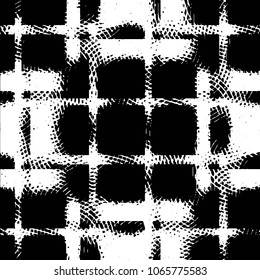 Black and white grunge stripe line vector background. Abstract halftone illustration background. Grunge grid background pattern
