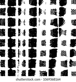 Black and white grunge stripe line vector background. Abstract halftone illustration background. Grunge grid background pattern
