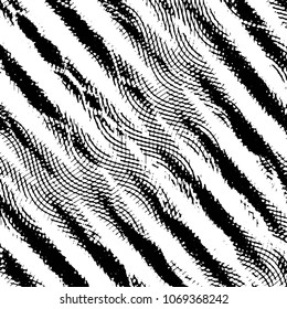 Black and white grunge stripe line vector background. Abstract halftone illustration background. Grunge grid background pattern
