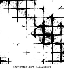 Black and white grunge stripe line vector background. Abstract halftone illustration background. Grunge grid background pattern
