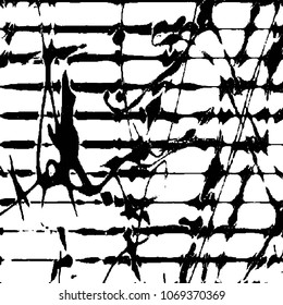 Black and white grunge stripe line vector background. Abstract halftone illustration background. Grunge grid background pattern
