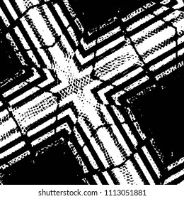 Black and white grunge stripe line vector background. Abstract halftone illustration background. Grunge grid background pattern
