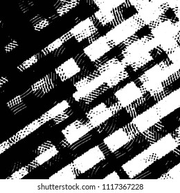 Black and white grunge stripe line vector background. Abstract halftone illustration background. Grunge grid background pattern
