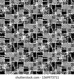 Black and white grunge stripe line vector background. Abstract halftone illustration background. Grunge grid background pattern