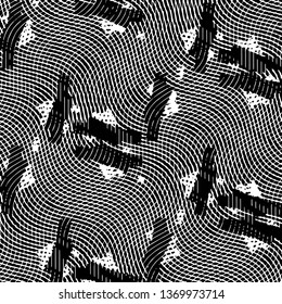 Black and white grunge stripe line vector background. Abstract halftone illustration background. Grunge grid background pattern