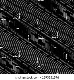 Black and white grunge stripe line vector background. Abstract halftone illustration background. Grunge grid background pattern