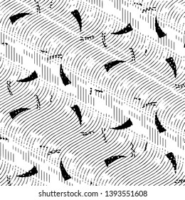 Black and white grunge stripe line vector background. Abstract halftone illustration background. Grunge grid background pattern