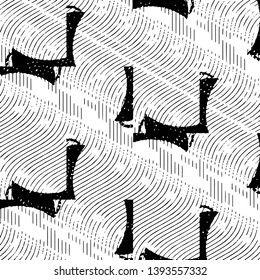 Black and white grunge stripe line vector background. Abstract halftone illustration background. Grunge grid background pattern