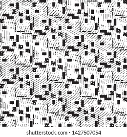 Black and white grunge stripe line vector background. Abstract halftone illustration background. Grunge grid background pattern