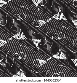 Black and white grunge stripe line vector background. Abstract halftone illustration background. Grunge grid background pattern