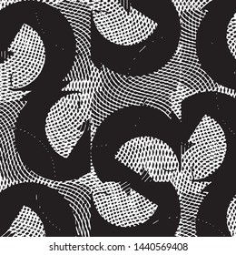 Black and white grunge stripe line vector background. Abstract halftone illustration background. Grunge grid background pattern