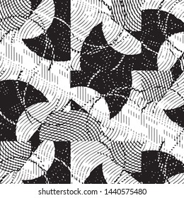 Black and white grunge stripe line vector background. Abstract halftone illustration background. Grunge grid background pattern