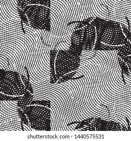 Black and white grunge stripe line vector background. Abstract halftone illustration background. Grunge grid background pattern