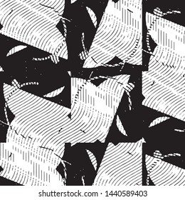 Black and white grunge stripe line vector background. Abstract halftone illustration background. Grunge grid background pattern