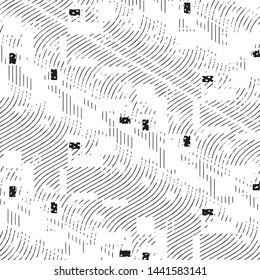 Black and white grunge stripe line vector background. Abstract halftone illustration background. Grunge grid background pattern