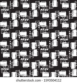 Black and white grunge stripe line vector background. Abstract halftone illustration background. Grunge grid background pattern