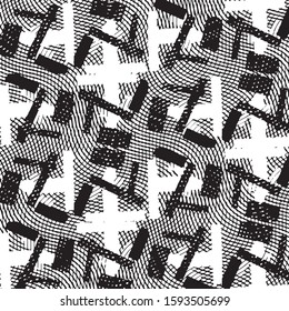 Black and white grunge stripe line vector background. Abstract halftone illustration background. Grunge grid background pattern