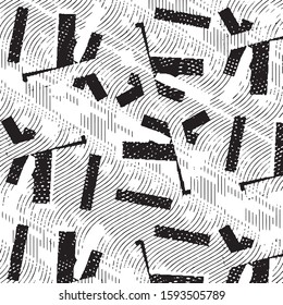 Black and white grunge stripe line vector background. Abstract halftone illustration background. Grunge grid background pattern