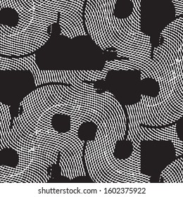 Black and white grunge stripe line vector background. Abstract halftone illustration background. Grunge grid background pattern