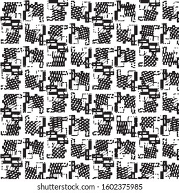 Black and white grunge stripe line vector background. Abstract halftone illustration background. Grunge grid background pattern