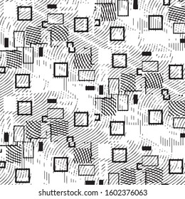 Black and white grunge stripe line vector background. Abstract halftone illustration background. Grunge grid background pattern