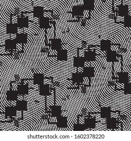 Black and white grunge stripe line vector background. Abstract halftone illustration background. Grunge grid background pattern