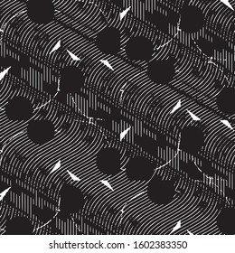 Black and white grunge stripe line vector background. Abstract halftone illustration background. Grunge grid background pattern