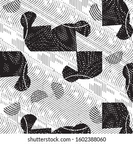 Black and white grunge stripe line vector background. Abstract halftone illustration background. Grunge grid background pattern