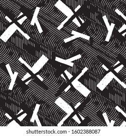 Black and white grunge stripe line vector background. Abstract halftone illustration background. Grunge grid background pattern