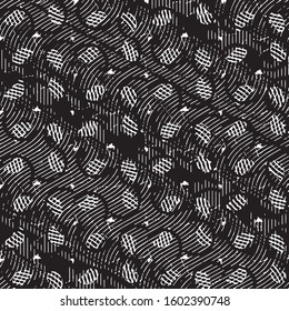 Black and white grunge stripe line vector background. Abstract halftone illustration background. Grunge grid background pattern