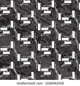 Black and white grunge stripe line vector background. Abstract halftone illustration background. Grunge grid background pattern