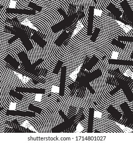Black and white grunge stripe line vector background. Abstract halftone illustration background. Grunge grid background pattern
