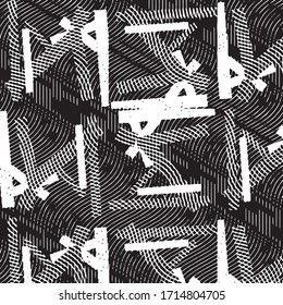 Black and white grunge stripe line vector background. Abstract halftone illustration background. Grunge grid background pattern