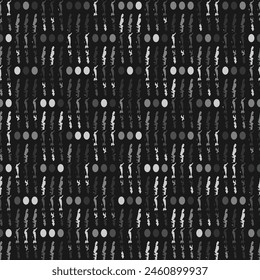 Black and white grunge stripes seamless pattern. Vector ink Illustration. Repeating geometric pattern. 