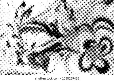 Black and white grunge texture. Abstract halftone background. Vector pattern