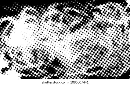 Black and white grunge texture. Abstract halftone background. Vector pattern.
