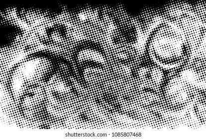 Black and white grunge texture. Abstract halftone background. Vector pattern.